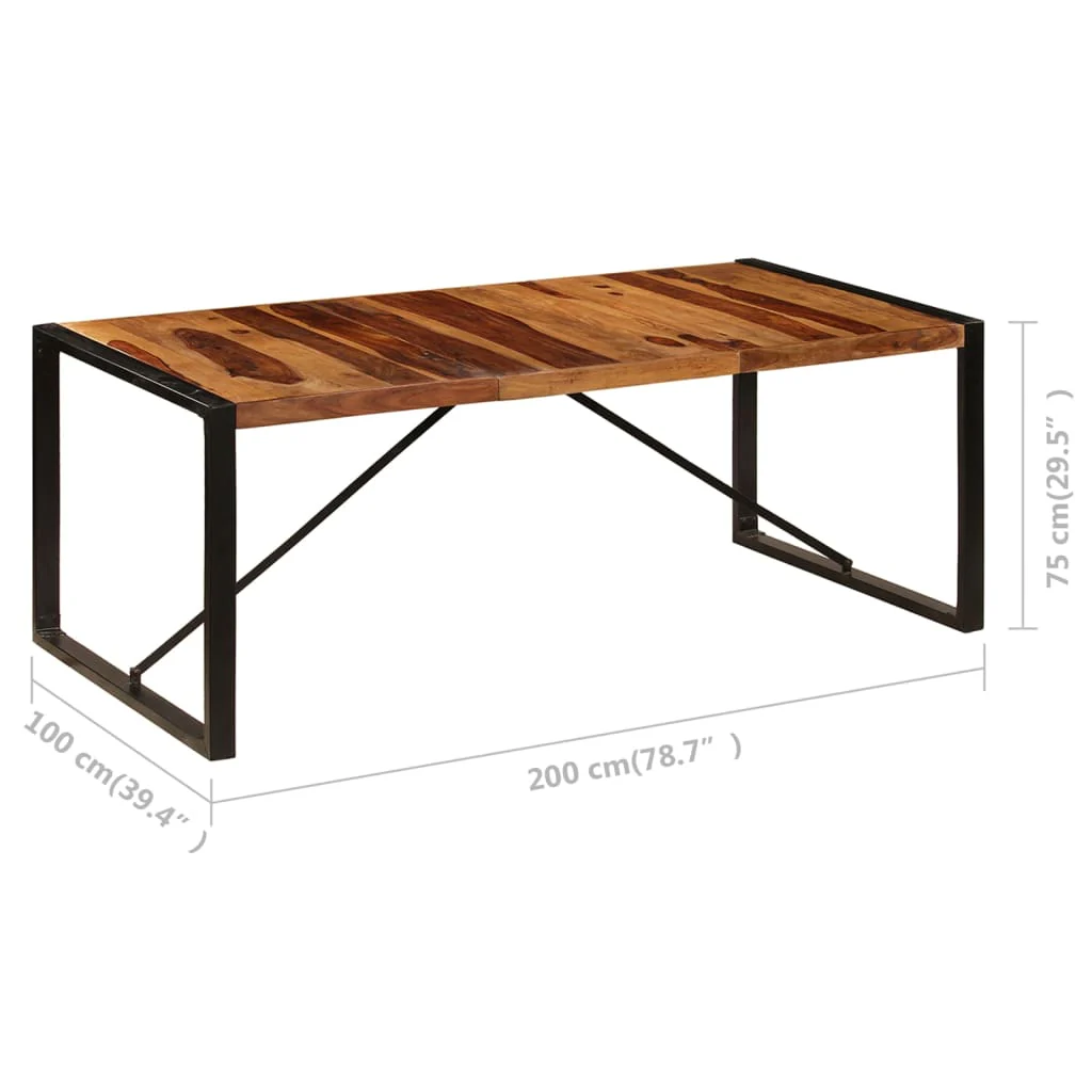 Mesa De Comedor De Madera Maciza De Sheesham 200x100x75 Cm - Image 5