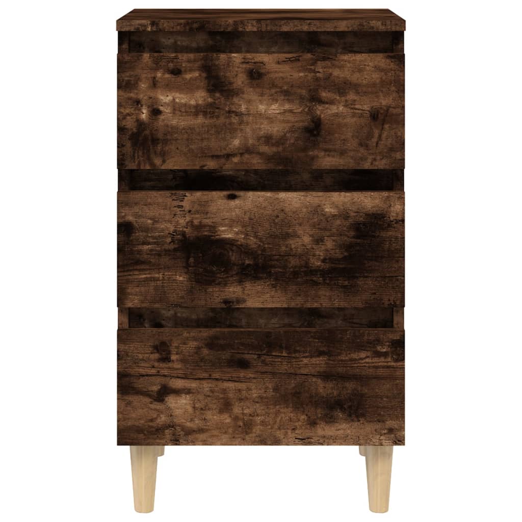 Mesa de cabeceira pernas de madeira maciça carvalho fumado 40x35x69 Cm - Image 4