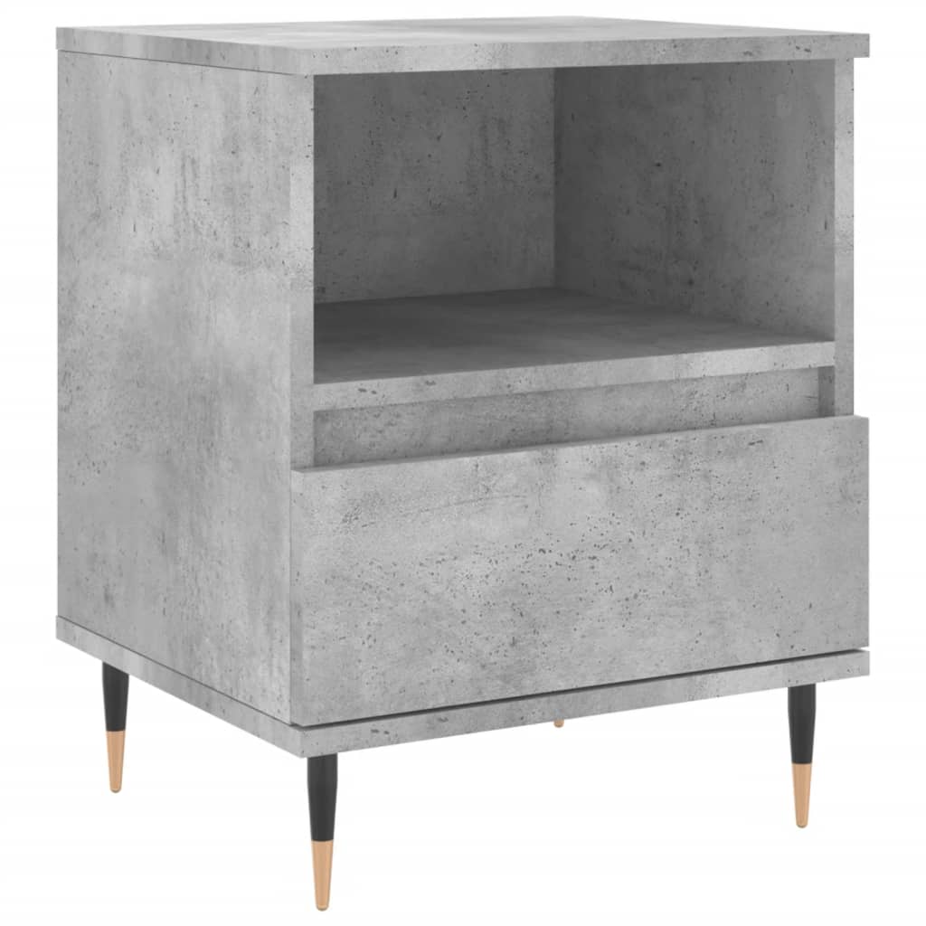 Mesa de cabeceira em madeira de engenharia betão cinzento 40x35x50 Cm