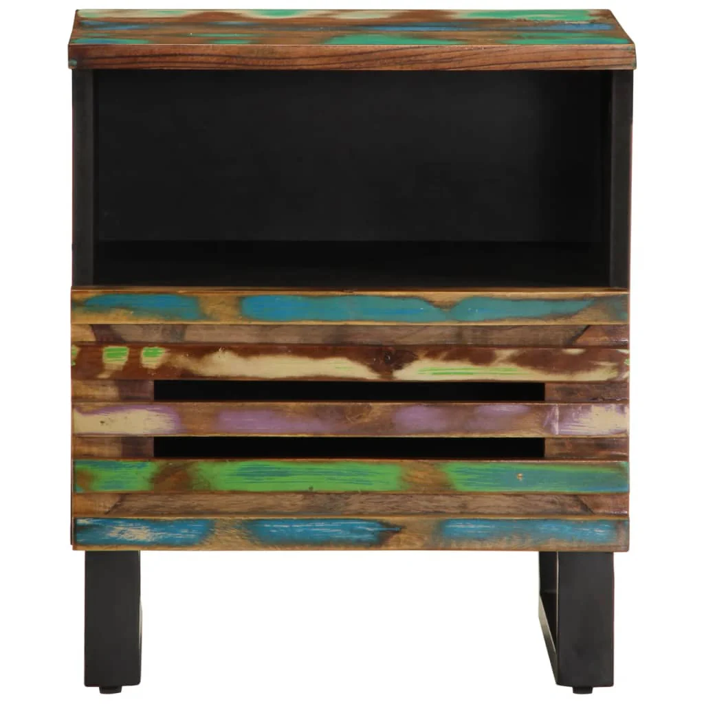 Mesa de cabeceira de madeira maciça reciclada 40x34x46 Cm - Image 2
