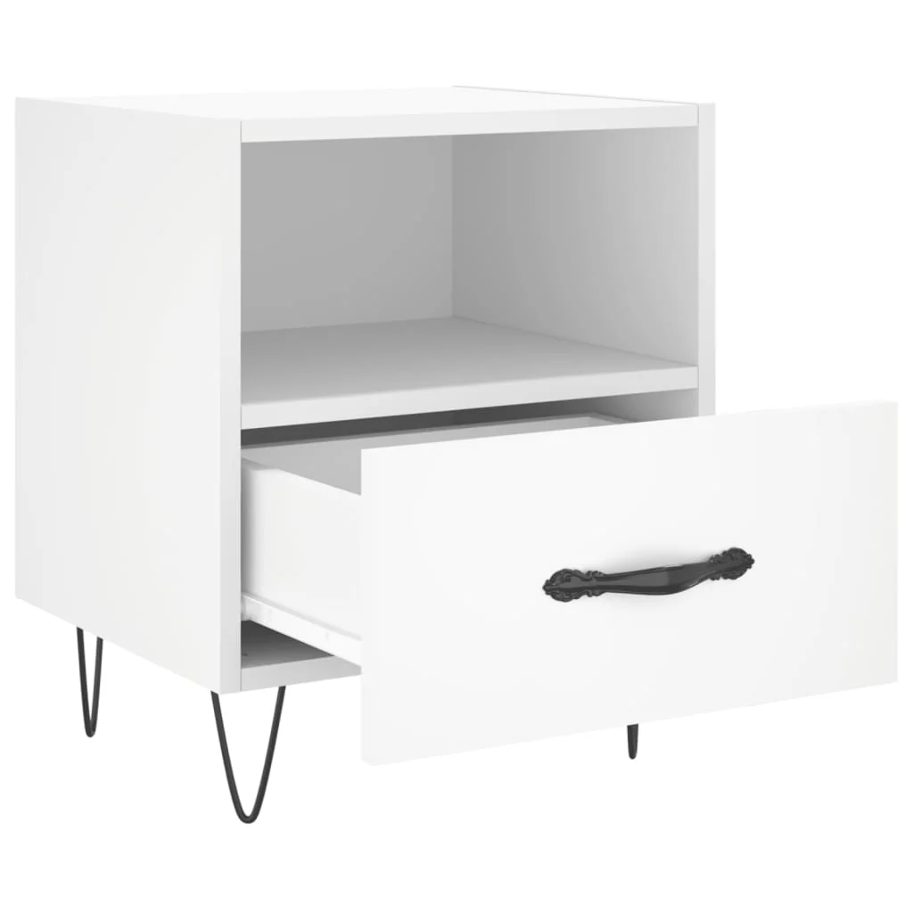 Mesa de cabeceira em madeira de engenharia branca 40x35x47,5 Cm - Image 2