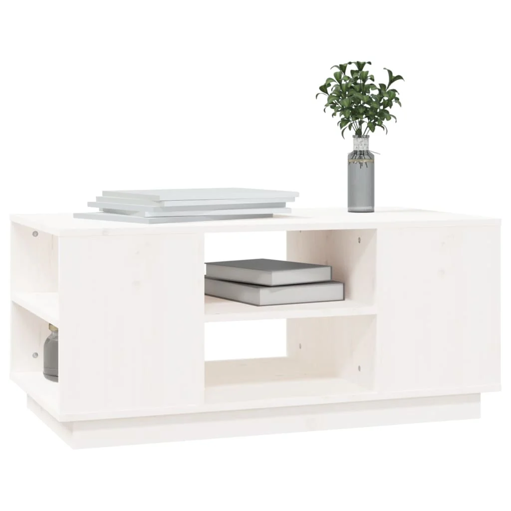 Mesa De Centro De Madera Maciza De Pino Blanco 90x49x40,5 Cm - Image 3
