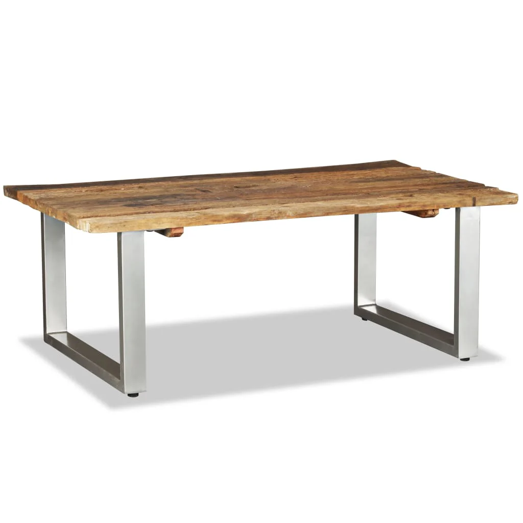 Mesa De Centro Madera Maciza Reciclada 100x60x38 Cm