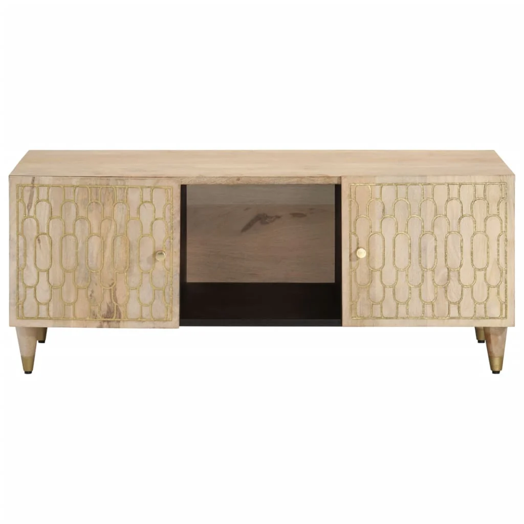 Mesa De Centro De Madera Maciza Mango 100x54x40 Cm - Image 2