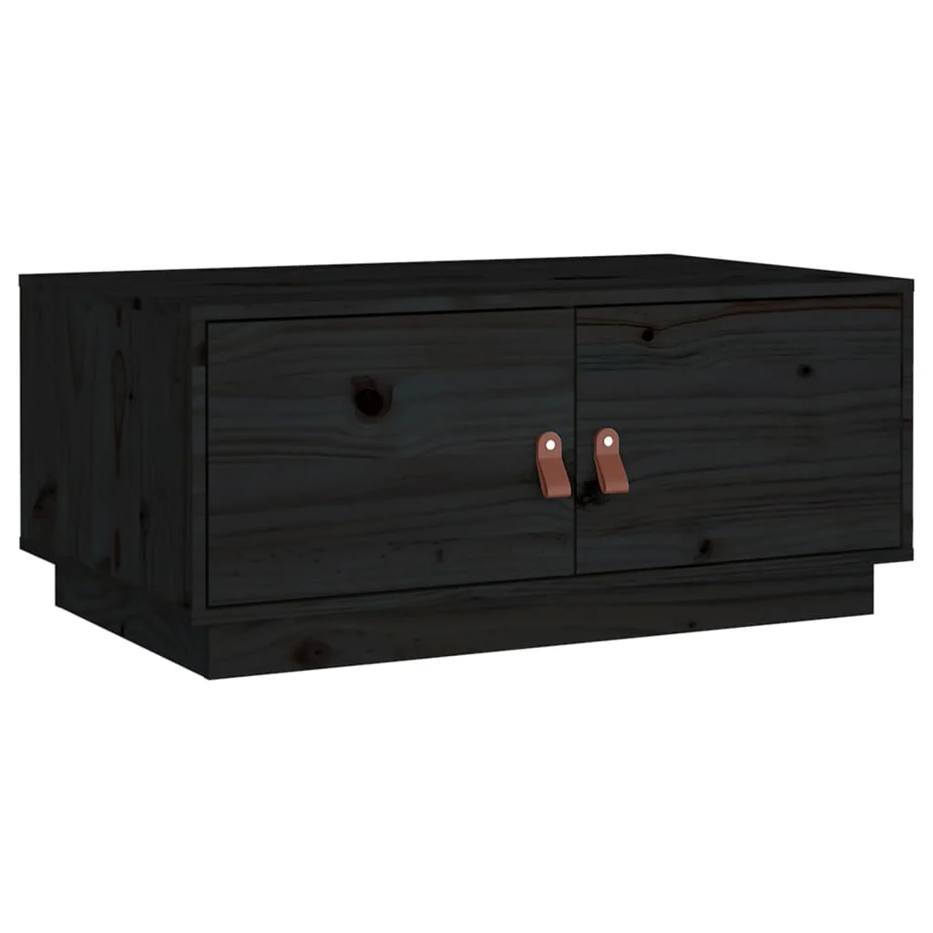 Mesa De Centro De Madera Maciza De Pino Negro 80x50x35 Cm