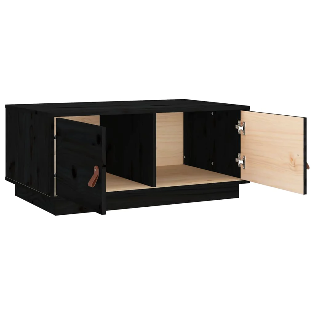 Mesa De Centro De Madera Maciza De Pino Negro 80x50x35 Cm - Image 5