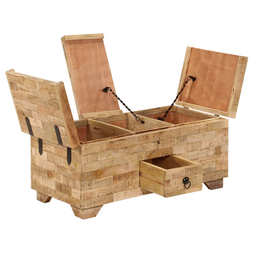 Mesa De Centro De Madera Maciza De Mango 80x40x35 Cm
