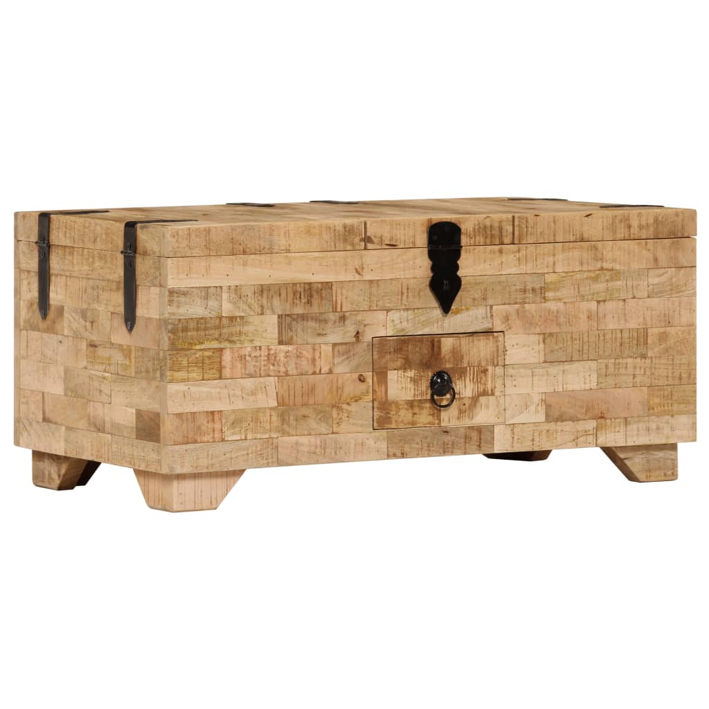 Mesa De Centro De Madera Maciza De Mango 80x40x35 Cm - Image 2