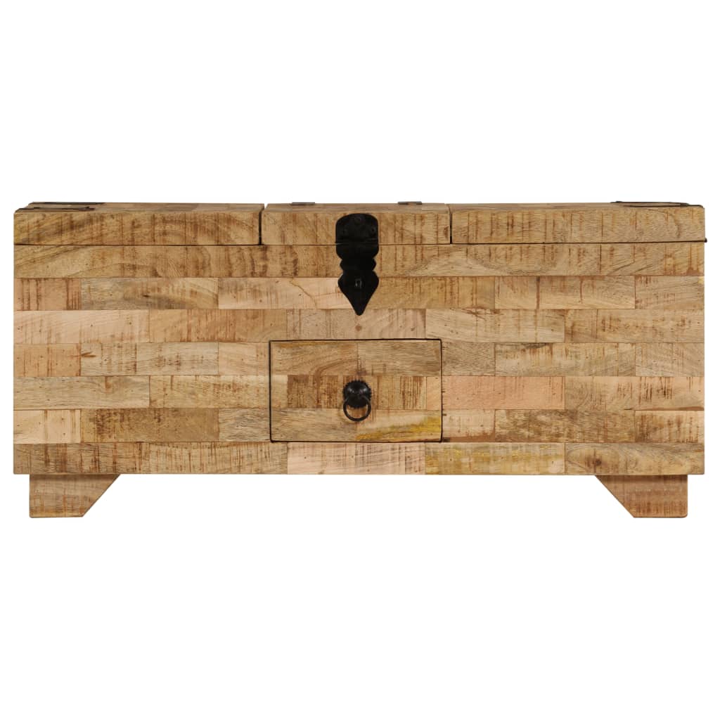Mesa De Centro De Madera Maciza De Mango 80x40x35 Cm - Image 3