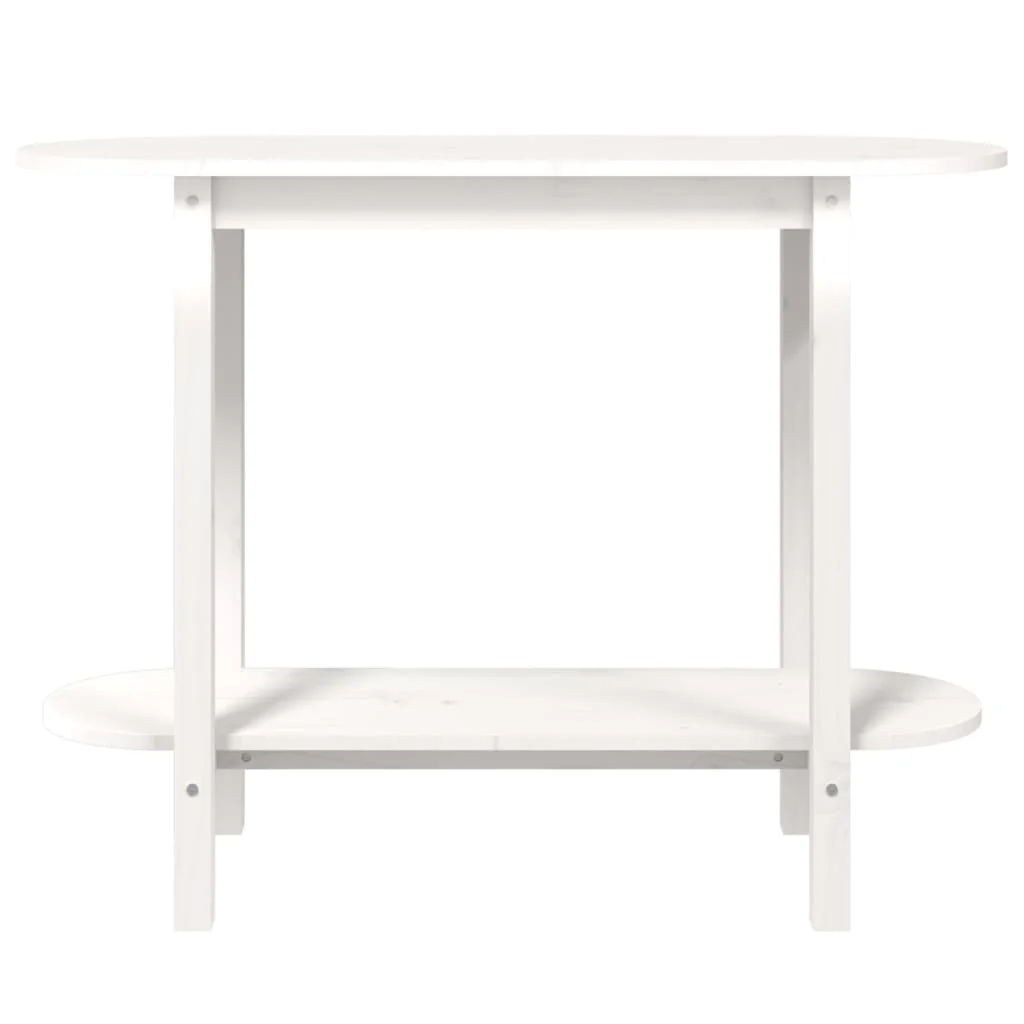 Mesa Consola De Madera Maciza De Pino Blanco 110x40x80 Cm - Image 4