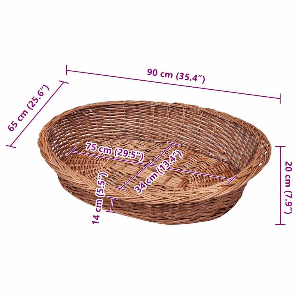 Vidaxl Cesto para cães/Cama para animais de estimação Natural Willow 90 Cm - Image 3